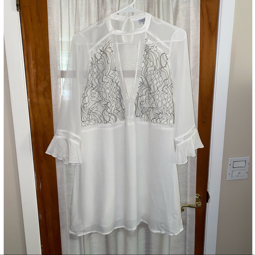 TOBI LACE SHEER LONG-SLEEVED DRESS